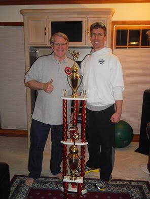 Arroyo Sensei with the two trophies Stephen won on 11.1.14