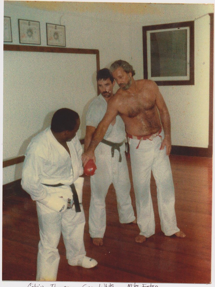 Fost coaching Calvin Thomas and Gary White 1980s