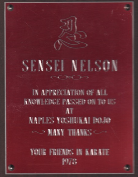 Sensei Nelson Thanks 1978